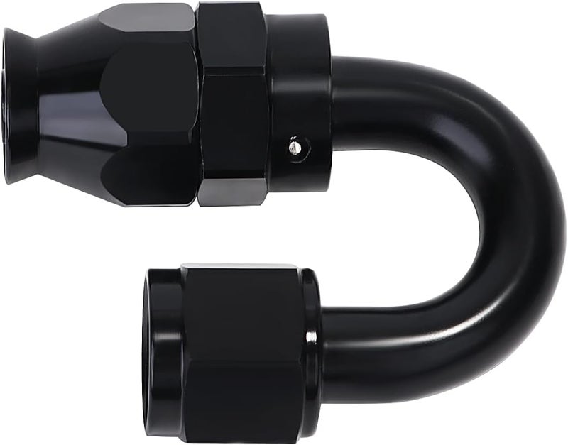 10AN PTFE Hose End Fitting 180°Degree for PTFE Hose, Black Hard Anodized Aluminum 2PCS
